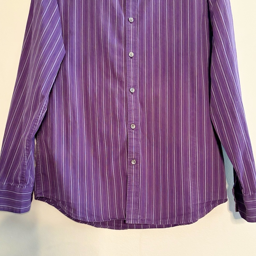 Vintage DKNY Two-Tone Purple Pinstripe Dress Shirt – Size Small, 15" Neck EUC - Picture 5 of 11
